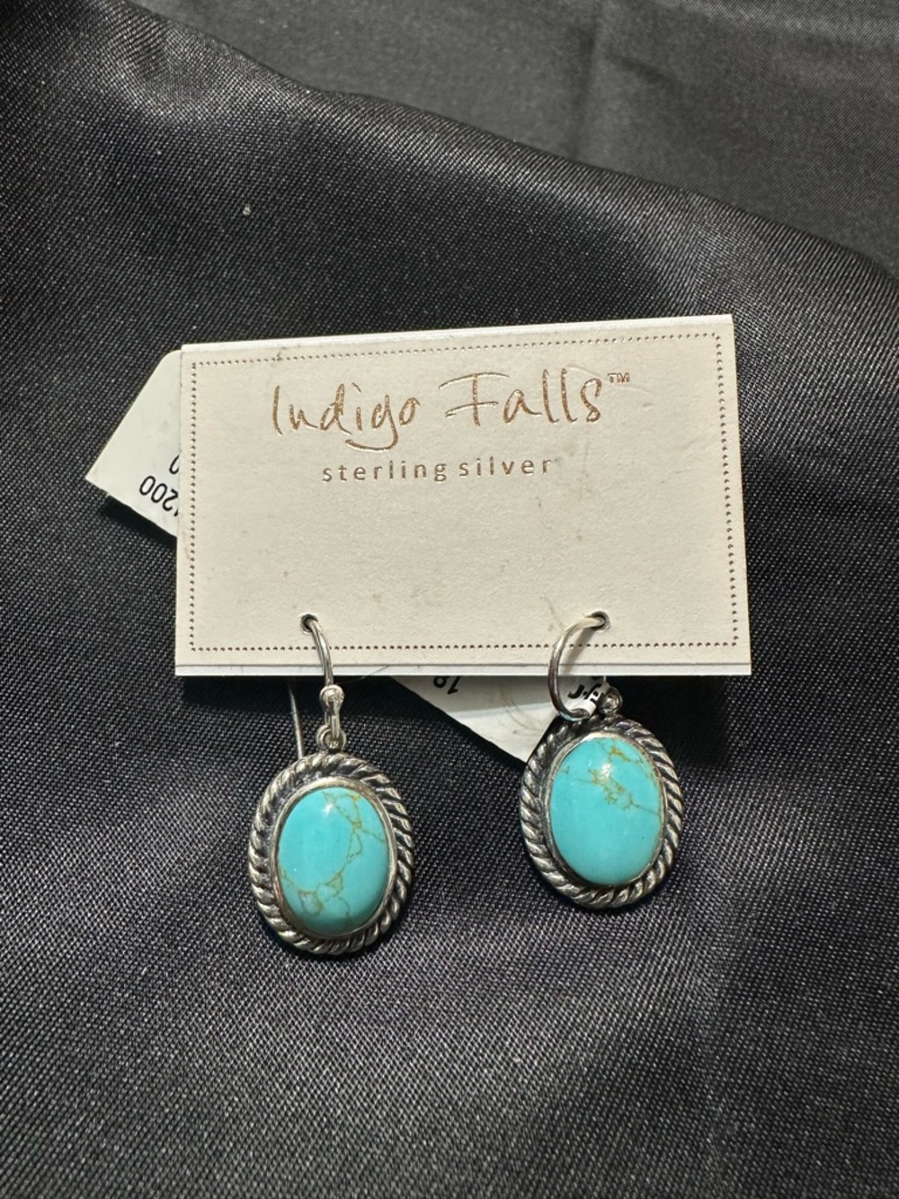 Sterling Silver Turquoise Oval Drop Earrings